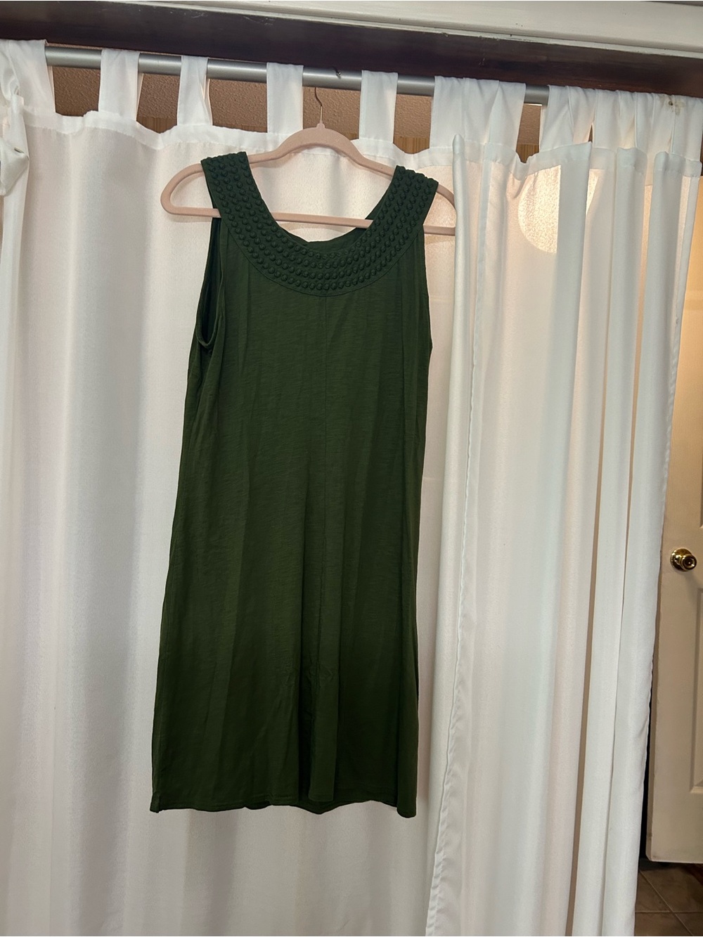 Tommy Bahama Dark Green Sleeveless Braided-Neck Mini Dress